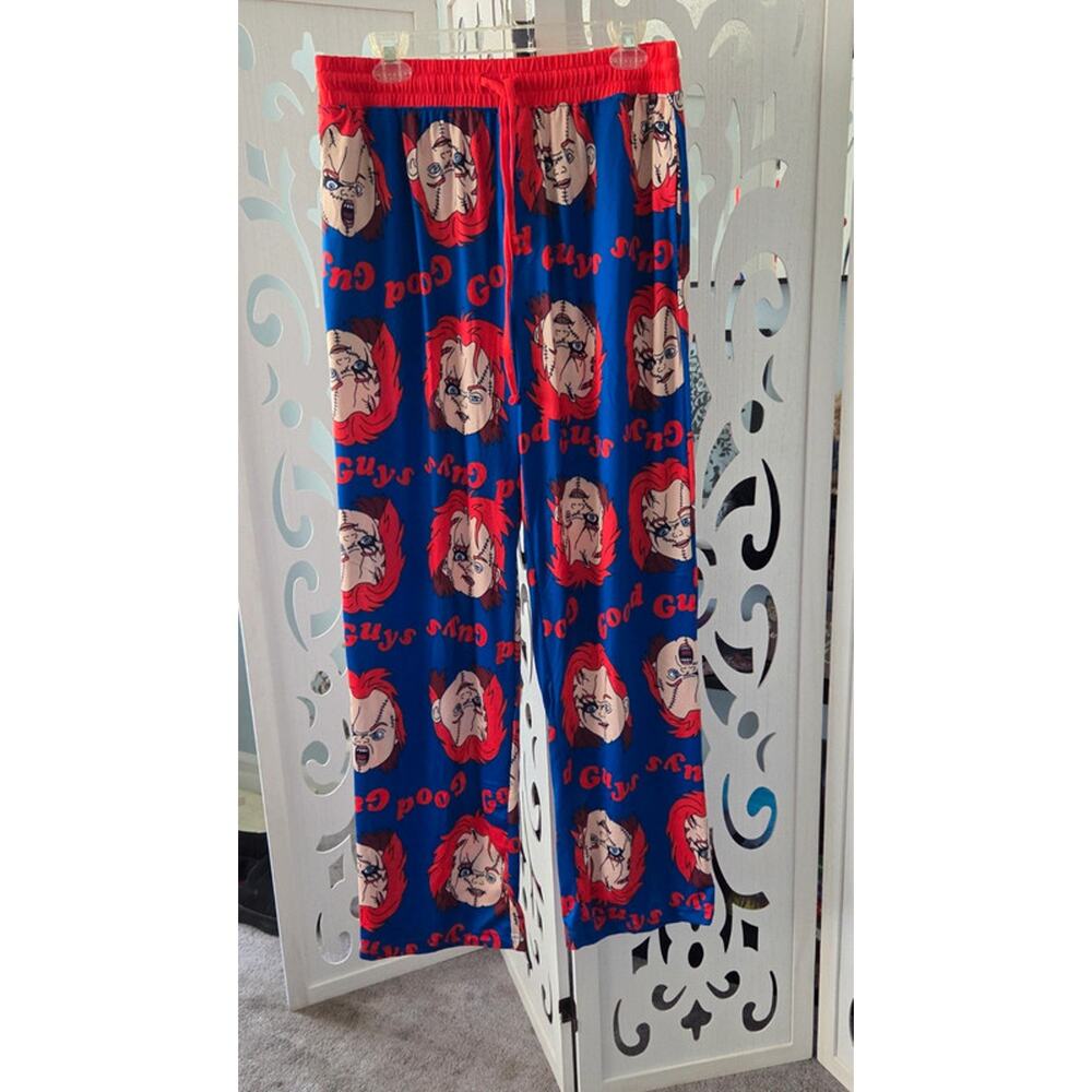 Chucky Pajama Pants Mens Medium NWOT Horror Lounge Pants Good Guys Blue